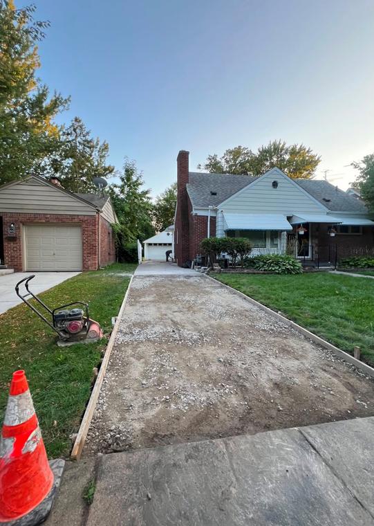 Compacted base with forms set — concrete work by Loaded Construction in metro Detroit