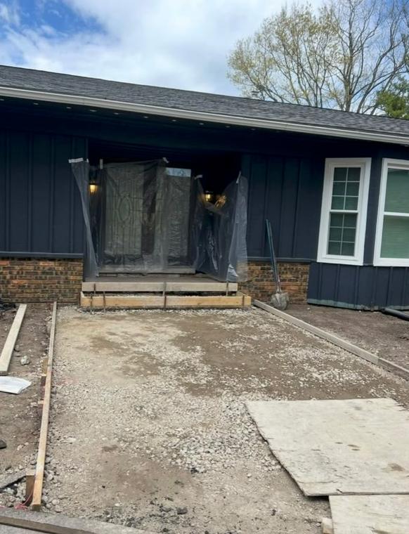 Porch and walkway at forming stage — concrete work by Loaded Construction in metro Detroit